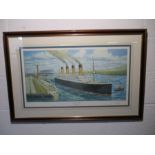 A framed limited edition print entitled "Ready for Trials - Titanic at Belfast April 1912", signed