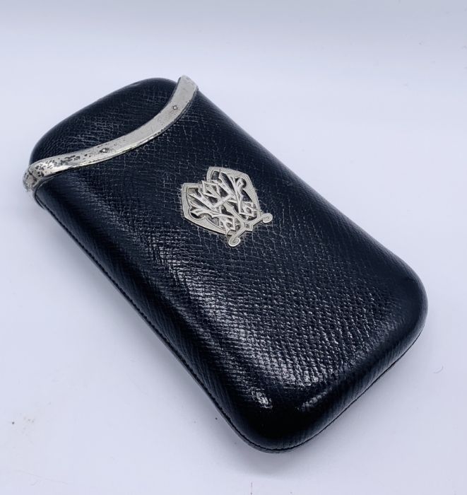 A Victorian silver mounted leather cigar case by H Mitchell along with one other - Image 2 of 4