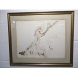 A framed pen and ink drawing signed by the artist Edward Bouverie Hoyton, dated 1944.