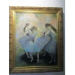 An impressionist oil on board of ballerinas