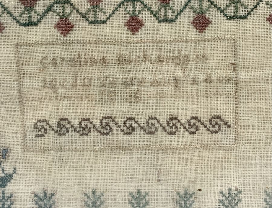 A small framed sampler by Caroline Rickards aged 11years August 14th 1826 - Image 2 of 2