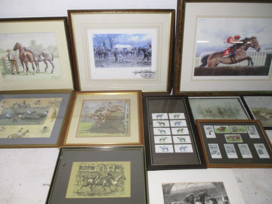 A series of equestrian prints and cigarette style cards including " Viking Flagship" by Caroline