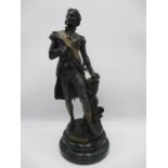 A bronze statue of Admiral Horatio Nelson signed to reverse Sylvain Kinsburger (1855-1935) mounted