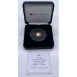 A 2019 400th Anniversary 22ct gold proof coin "Quarter Laurel", weight 2g