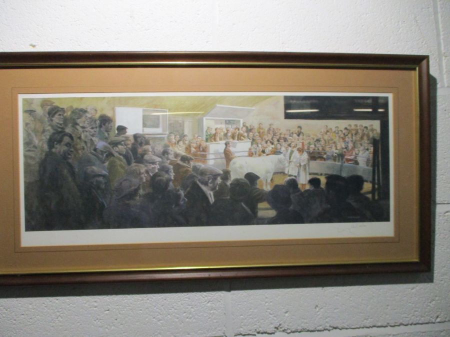 A signed limited edition 159/750 Geldart print of Chelford Cattle market. - Image 2 of 7