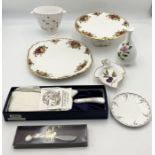 A small collection of china including Royal Albert Country Roses, Coalport, Wedgewood etc.