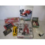 A selection of vintage toys including a Formula 1 World Championship 1/8th scale radio controlled