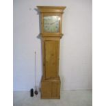 A pine longcase clock with painted dial