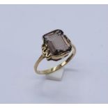 A 9ct gold smoky topaz ring