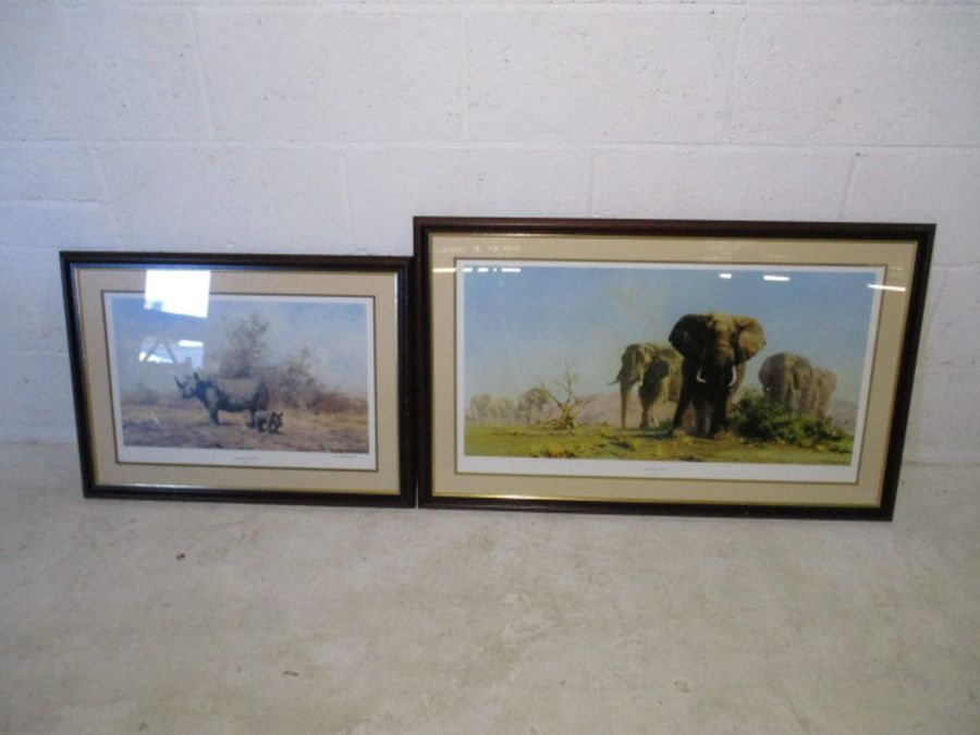 Two framed David Shepherd prints including "The Rhino's Last Stand?" (signed by artist) and "The