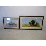 Two framed David Shepherd prints including "The Rhino's Last Stand?" (signed by artist) and "The