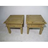 A pair of Mexican pine lamp tables