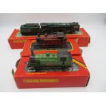 A collection of three boxed Hornby Railways OO gauge locomotives including British Railways 4-6-2 "