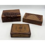 A small collection of decorative wooden boxes