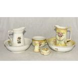 A jug and bowl set made by Bristol Semi Porcelain with matching chamber pot etc along with one other
