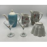 A small collection of china and glass including a Shelley jelly mould, two millennium edition