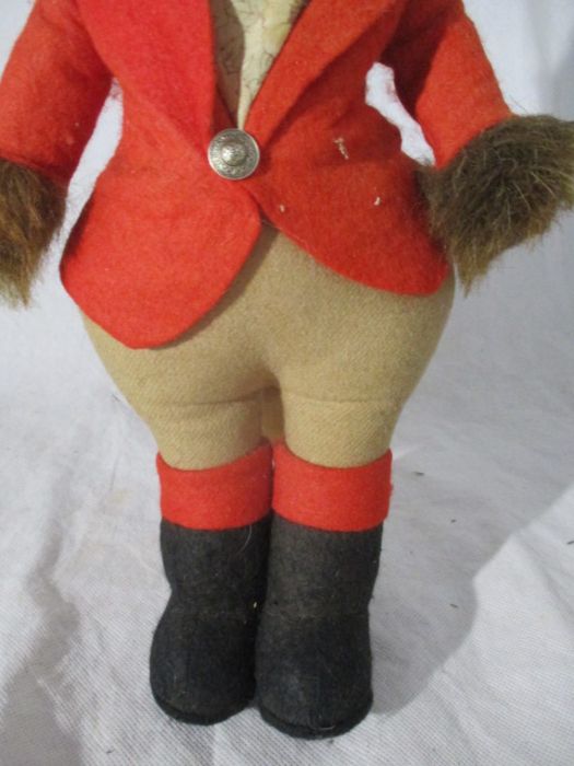 A collection of soft toys including a vintage Womble in Harley Davidson jacket, fox huntsman, - Image 8 of 21