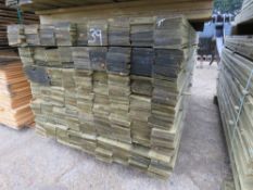 LARGE PACK OF TREATED FEATHER EDGE FENCE CLADDING TIMBERS 1.8M X 10CM APPROX.