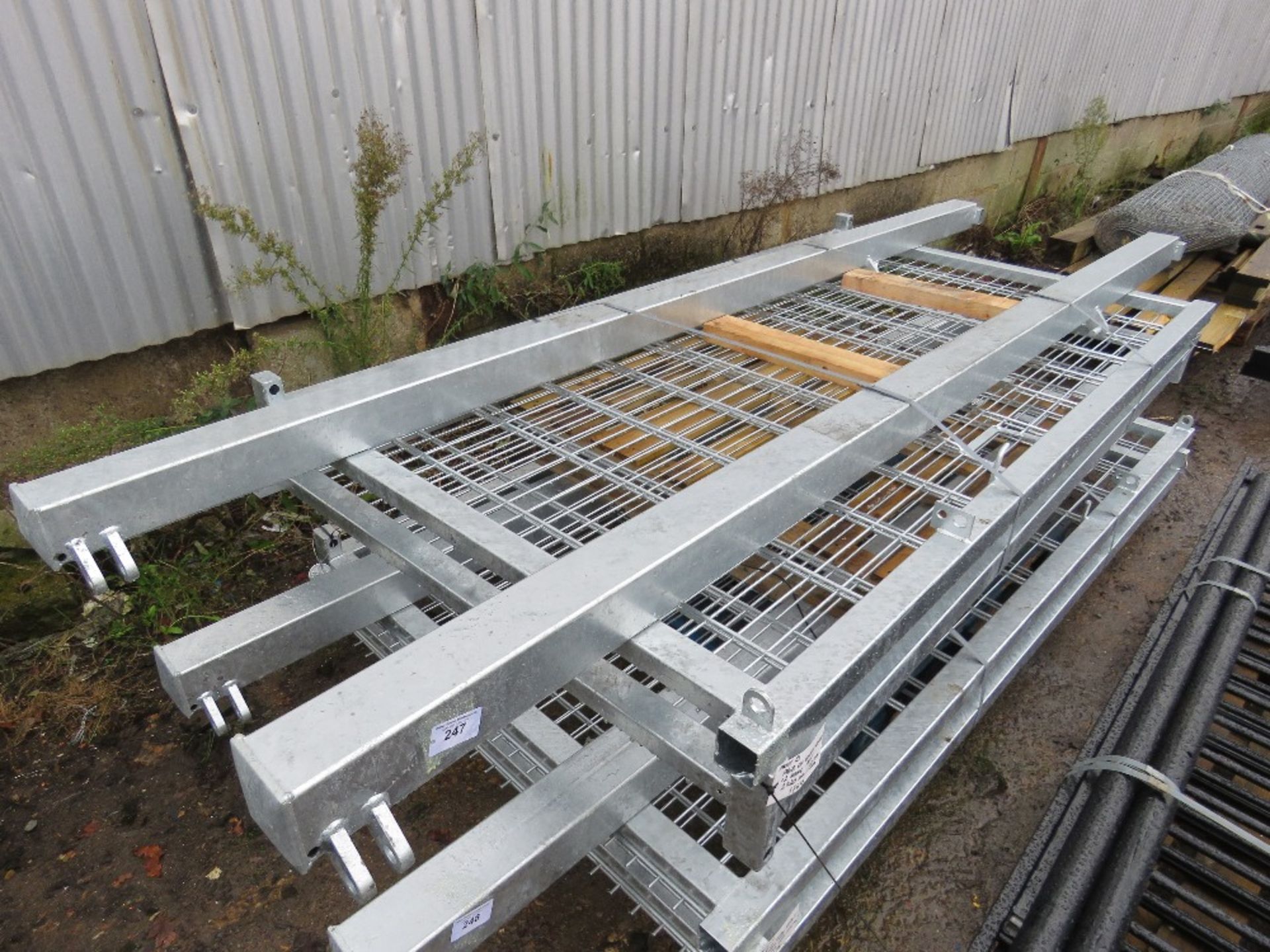 PAIR OF EUROP GALVANISED GATES WITH POSTS. 2420 HEIGHT X 2600MM TOTAL WIDTH APPROX. (PALLET B)