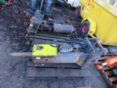 HYDRAULIC EXCAVATOR BREAKER ON 50MM PINS TO SUIT 8 TONNE MACHINE, CONDITION UNKNOWN.