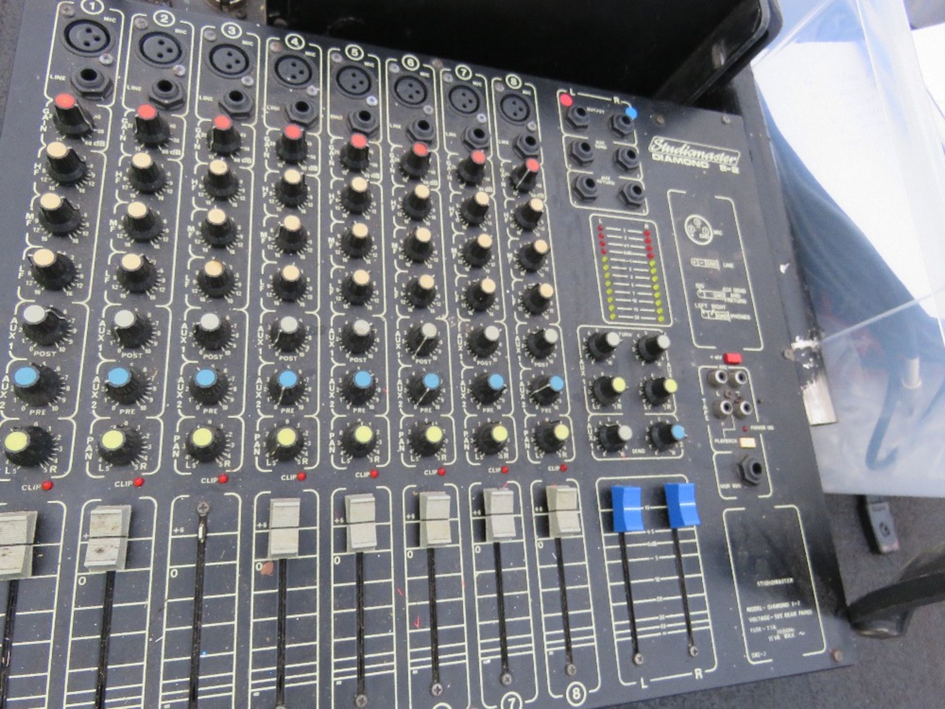 PUBLIC ADDRESS SYSTEM WITH 2 X MICROPHONES, CABLE, 4 X SPEAKERS AND A MIXER DECK. - Image 7 of 12