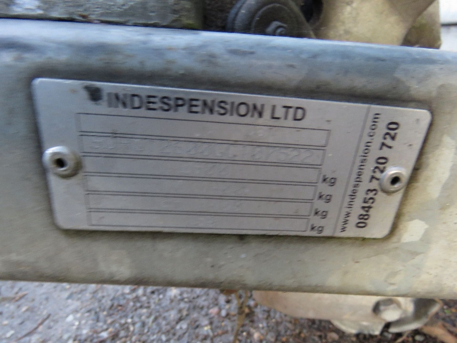 INDESPENSION 10FT X 5FT TRAILER, 2600KG RATED SN:107522. PREVIOUS COUNCIL USAGE. - Image 6 of 6