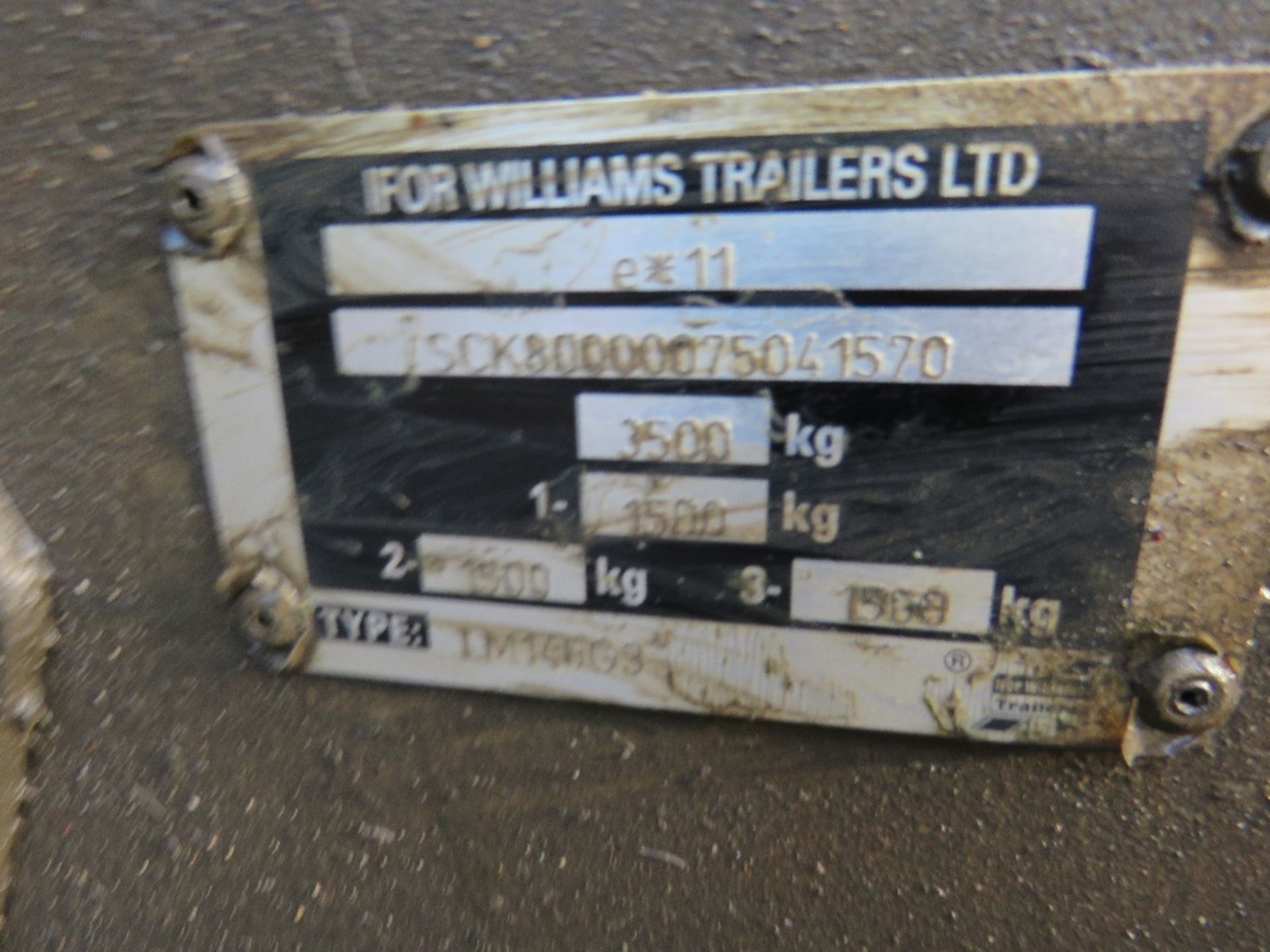 IFOR WILLIAMS LM146G3 TRIAXLED PLANT TRAILER. 14FT X 6FT WITH SLIDE OUT LOADING RAMPS, SPARE WHEEL A - Image 3 of 8
