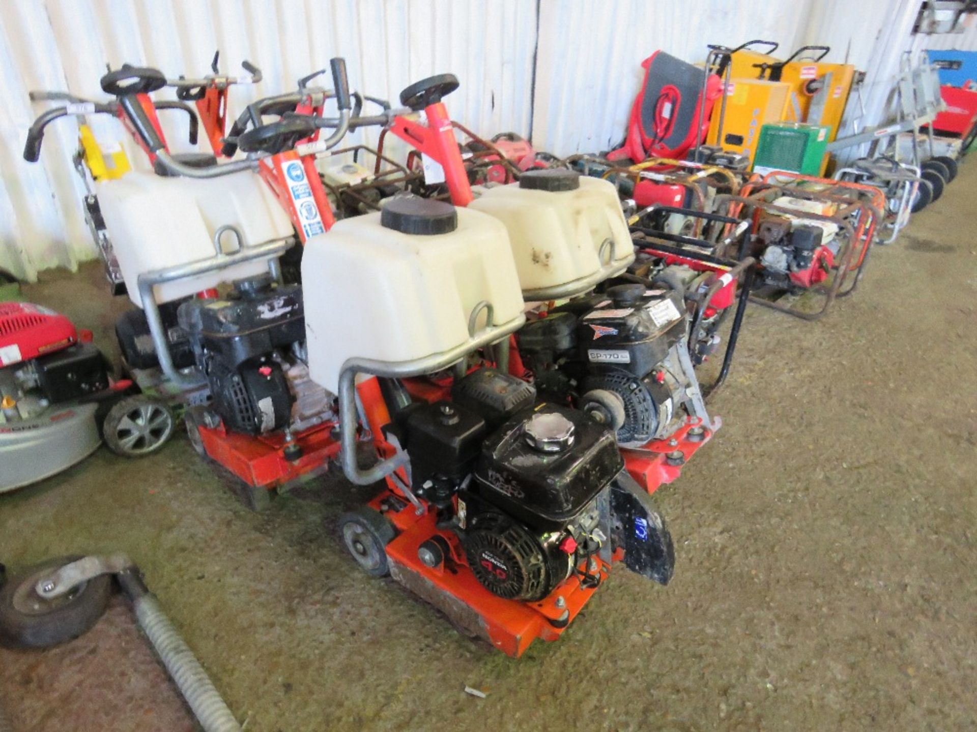 HUSQVARNA PETROL ENGINED FLOOR SAW WITH BLADE GUARD.