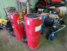 2 X RED COLOURED PROPANE GAS HEATERS, 240VOLT POWERED.