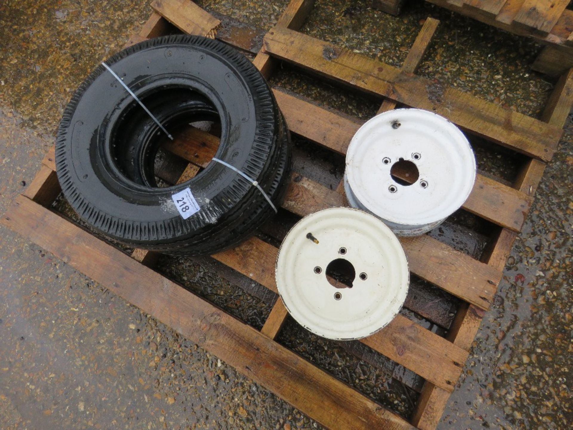 2 X 4 STUD TRAILER RIMS WITH TYRES, 5.00 X 10. - Image 4 of 4