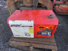 KUBOTA LOWBOY DIESEL GENERATOR, 240VOLT OUTLETS. BATTERY LOW. ENGINE WAS SEEN TO RUN BUT OUTPUT WAS