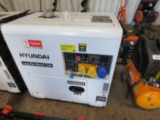 HYUNDAI DHY8000SELR-T DIESEL GENERATOR. 7.5KVA RATED. YEAR 2019 BUILD. 7.7 RECORDED HOURS. DIRECT FR