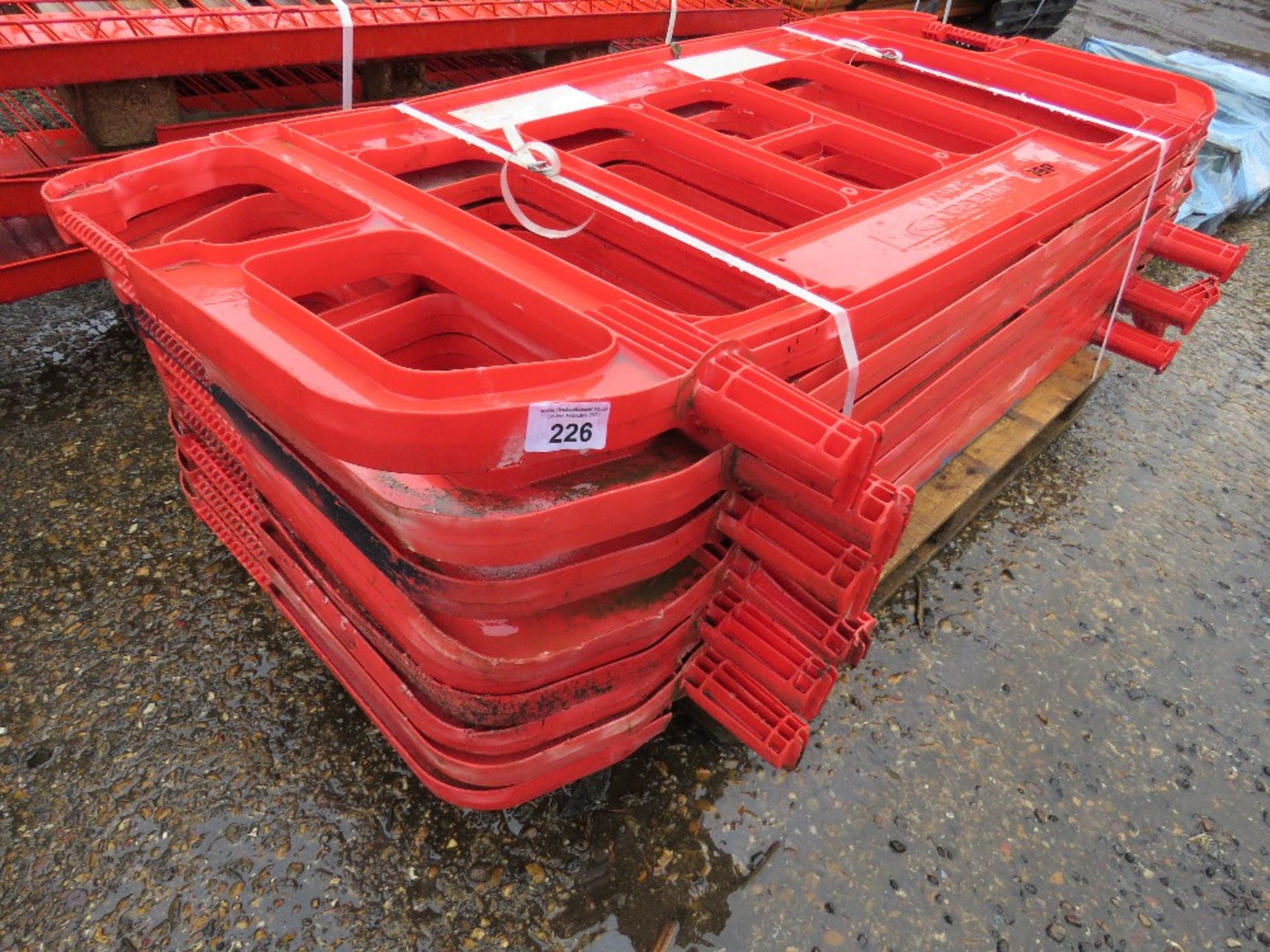 PALLET CONTAINING 9 X PLASTIC CHAPTER 8 BARRIERS, NO FEET.