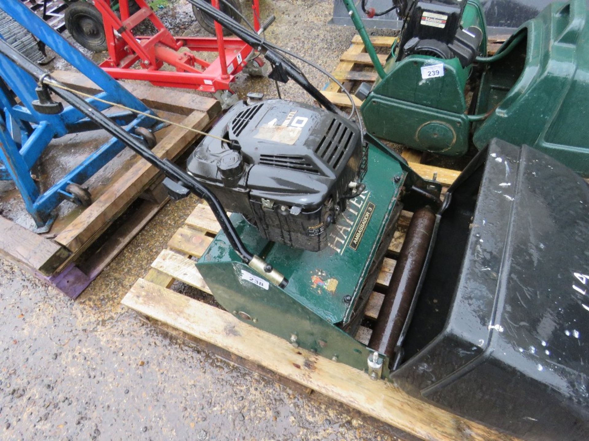 HAYTER CYLINDER MOWER WITH BOX. WHEN TESTED WAS SEEN TO RUN AND DRIVE AND BLADES TURNED.