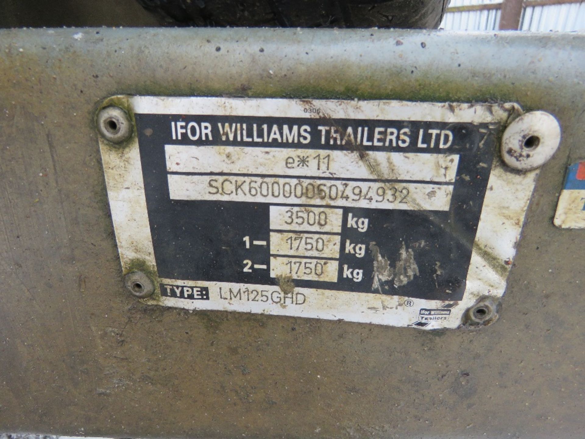 IFOR WILLIAMS LM125GHD TWIN AXLED PLANT TRAILER WITH SIDES. 12FT X 5FT APPROX SN:SCK60000060494932. - Image 3 of 9