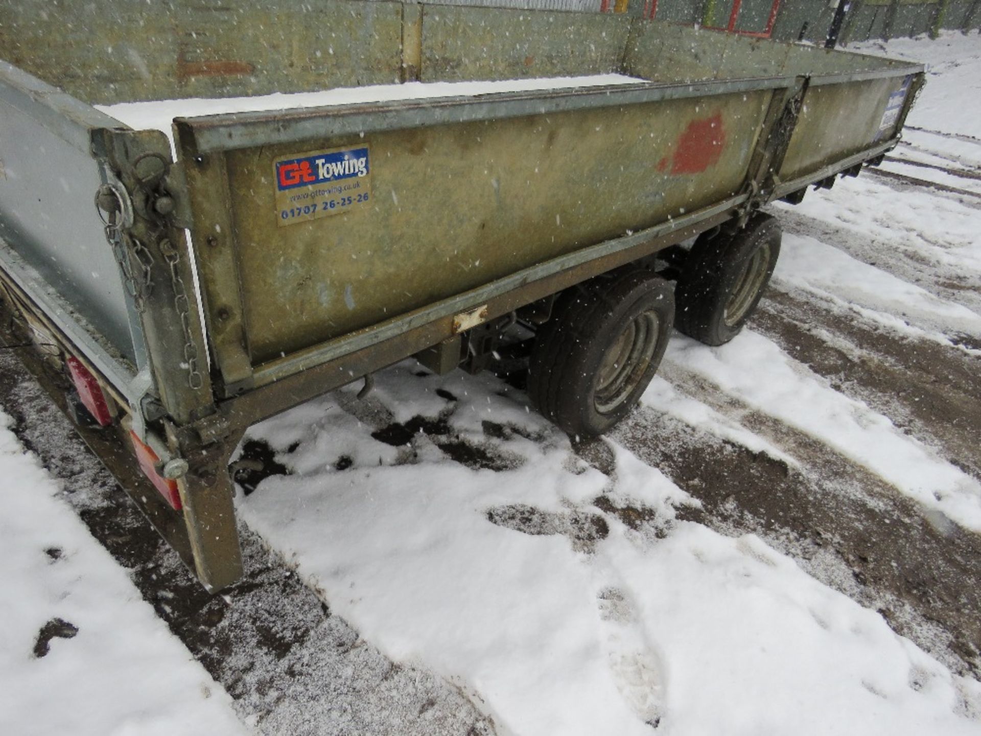 IFOR WILLIAMS LM125GHD TWIN AXLED PLANT TRAILER WITH SIDES. 12FT X 5FT APPROX SN:SCK60000060494932. - Image 8 of 9