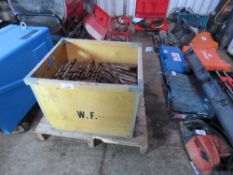 LARGE CASE CONTAINING LARGE SIZED DRILL BITS.