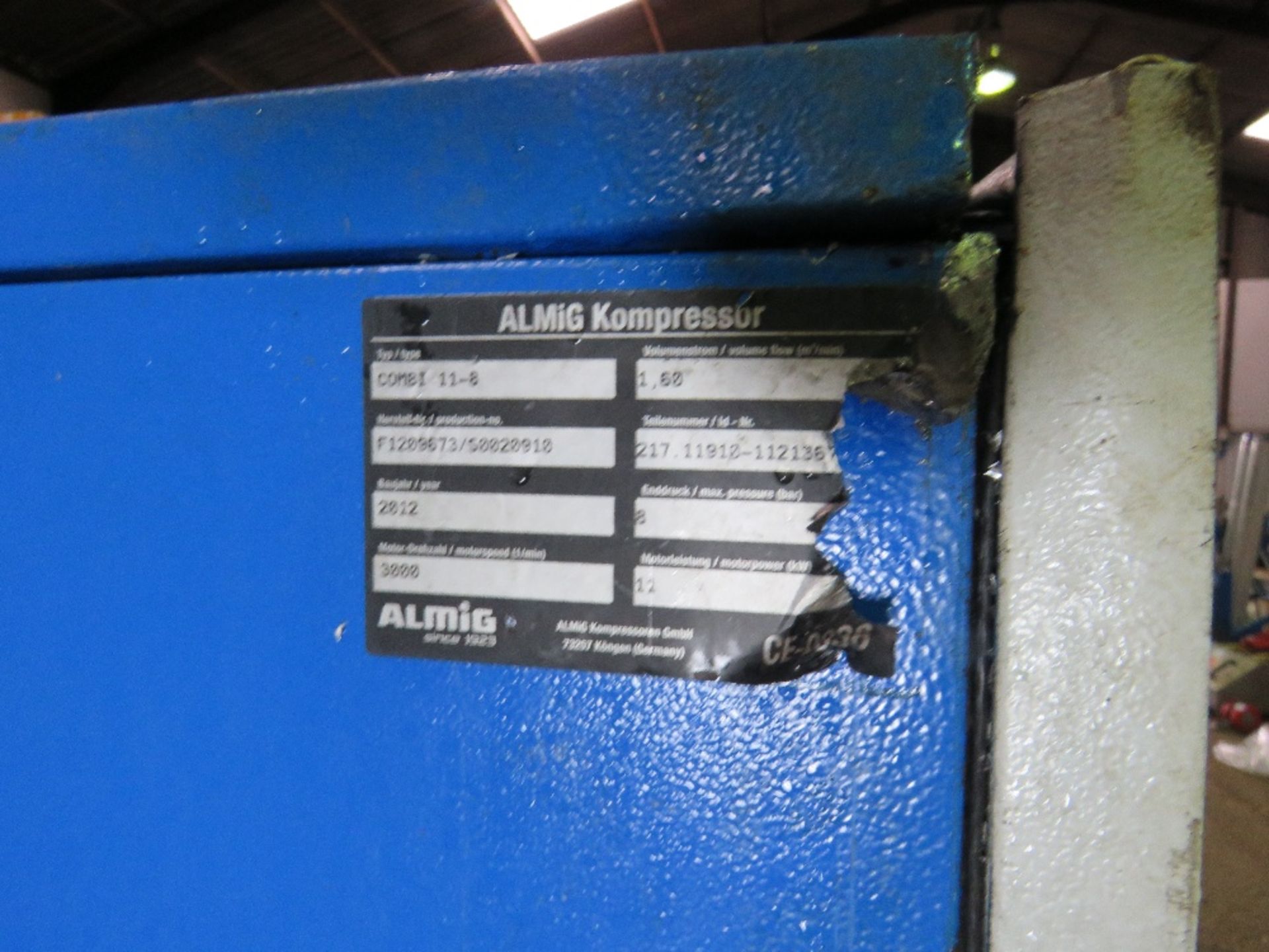 ALMIG COMBI PACKAGED AIR COMPRESSOR, YEAR 2012. UNTESTED, CONDITION UNKNOWN - Image 3 of 3