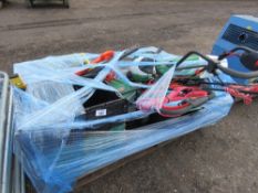 PALLET OF MIXED SHED CLEARANCE ITEMS: 3 X MOWERS, CRATES, TOOLS, MINI MOTO ETC.