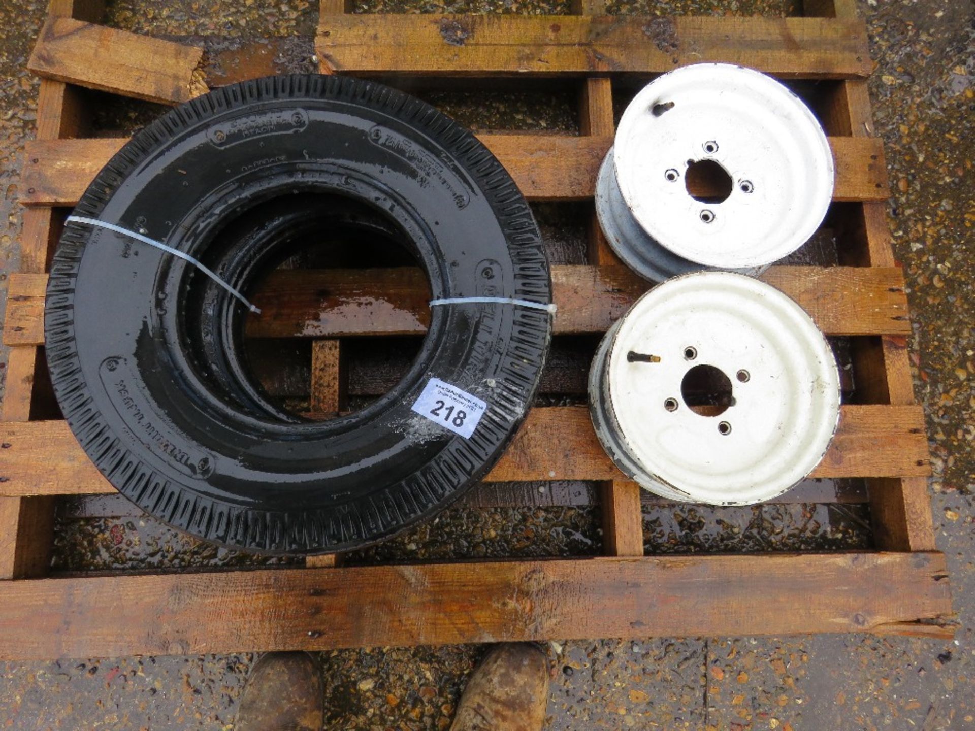 2 X 4 STUD TRAILER RIMS WITH TYRES, 5.00 X 10.