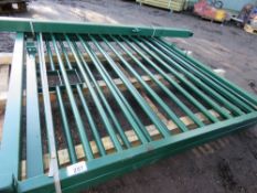 2 X GREEN SENTRY GATES. 1.8 HEIGHT X 1.7M WIDE EACH APPROX PLUS ONE POST.( PALLET R)