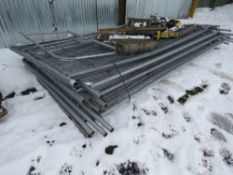 STACK OF APPROXIMATELY 15 X HERAS TYPE SITE FENCE PANLES PLUS SOME BLOCKS AND A PEDESTRIAN GATE.