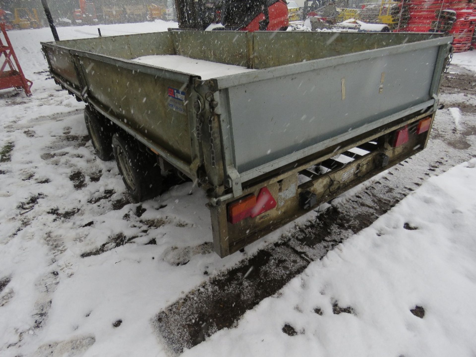 IFOR WILLIAMS LM125GHD TWIN AXLED PLANT TRAILER WITH SIDES. 12FT X 5FT APPROX SN:SCK60000060494932. - Image 6 of 9