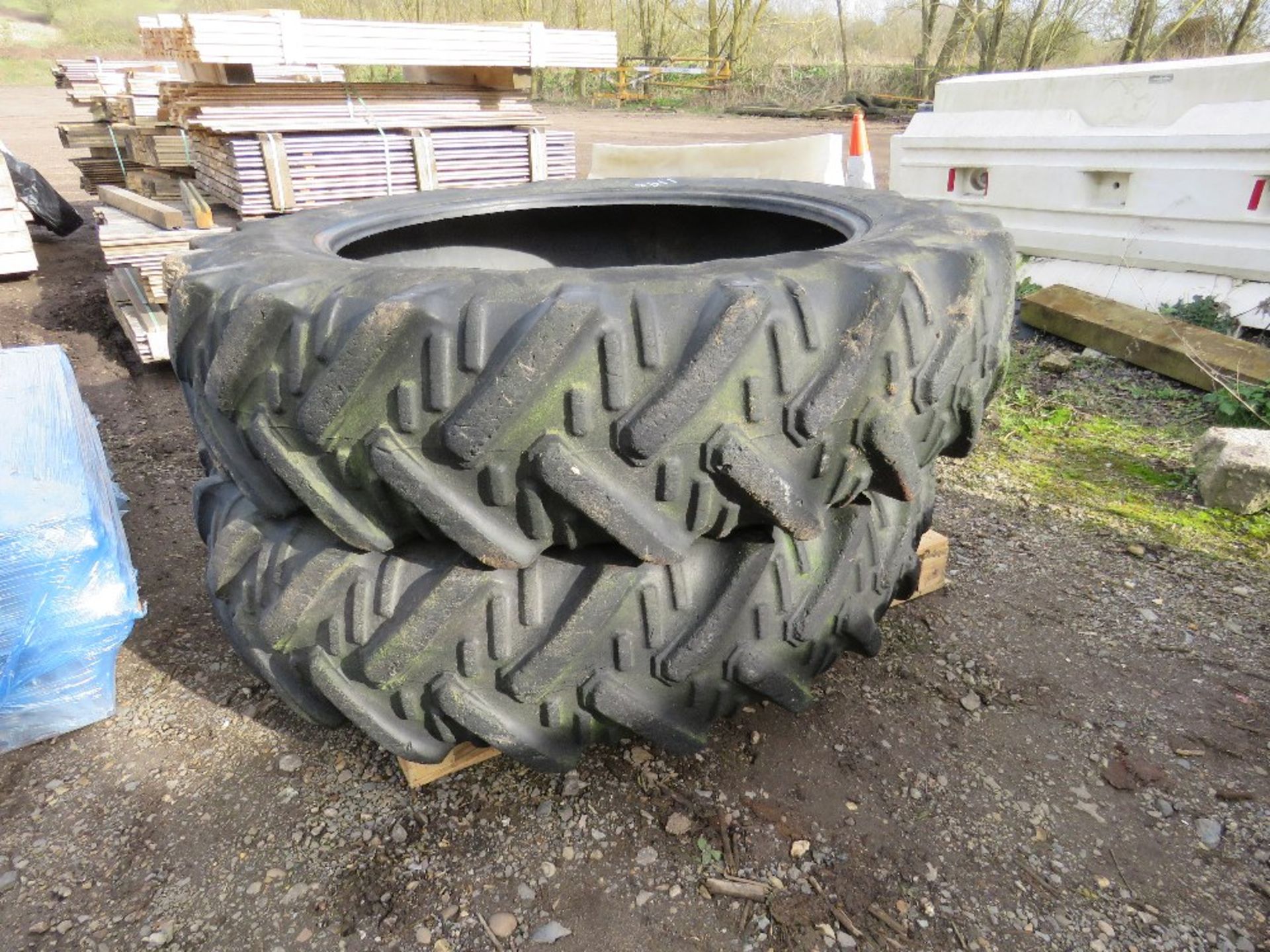2 X TRACTOR REAR TYRES, 13.6R36 SIZE.