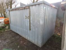 STEEL STORAGE CONTAINER. 6FT6" X 13FT APPROX WITH KEYS.