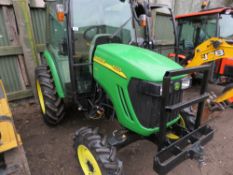 JOHN DEERE 4320 4WD CABBED TRACTOR, 5885 REC HOURS, YEAR 2013.