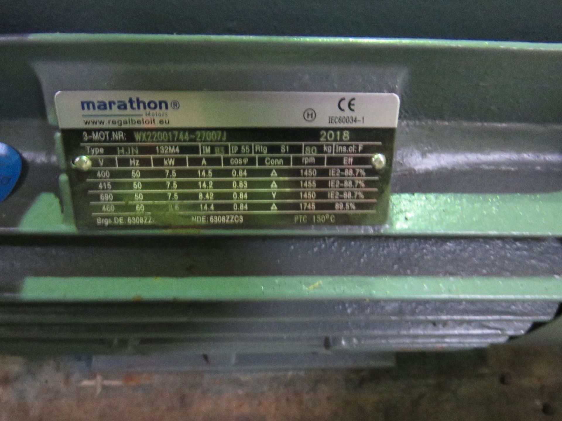 MARATHON 7.5KW RATED ELECTRIC INDUSTRIAL MOTOR. - Image 2 of 2