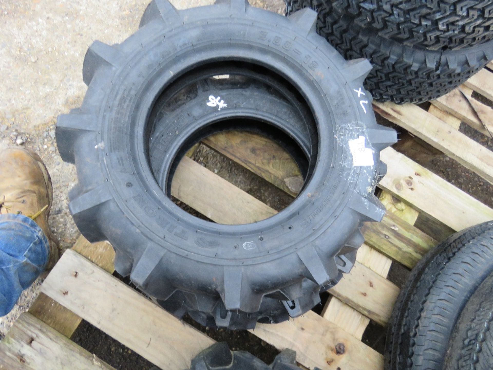 2NO 5.00-12 AGRICULTURAL COMPACT TRACTOR TYRES, LITTLE USED.