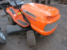 HUSQVARNA LT151 RIDE ON MOWER WITH COLLECTOR. WHEN TESTED WAS SEEN TO RUN BUT NOT DRIVE.