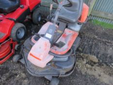 HUSQVARNA OUT FRONT ROTARY MOWER. WHEN TESTED WAS SEEN TO TURN OVER BUT NOT STARTING, FAULT UNKNOWN.